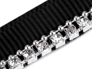 Prýmek / paspulka šíře 9 mm se štrasem a řetízkem