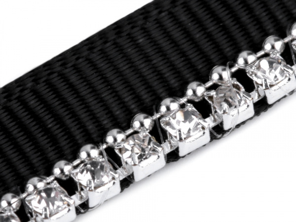 Prýmek / paspulka šíře 9 mm se štrasem a řetízkem