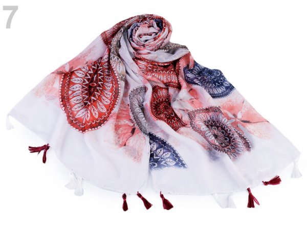Šátek / šála mandala se střapci 90x180 cm