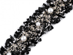 Prýmek s perlami a lurexem šíře 30 mm