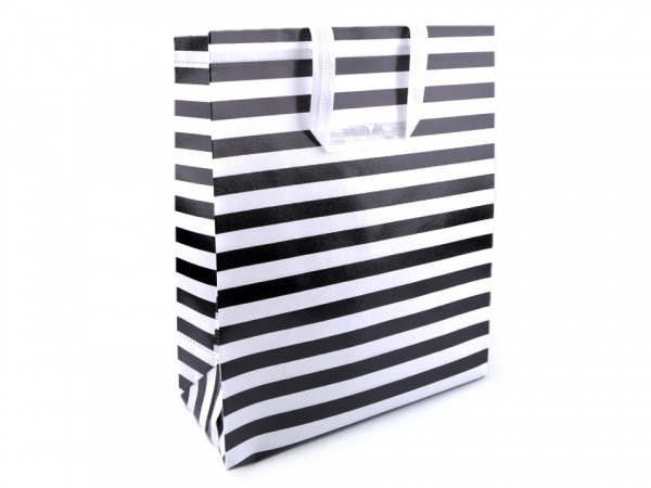 Nákupní taška s pruhy velká 33x45 cm omyvatelná