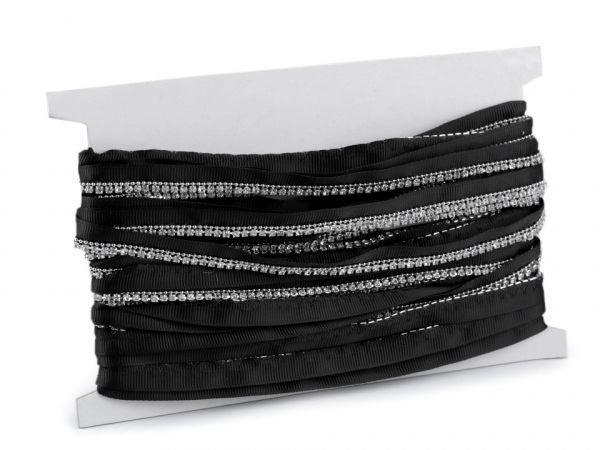 Prýmek / paspulka šíře 9 mm se štrasem a řetízkem