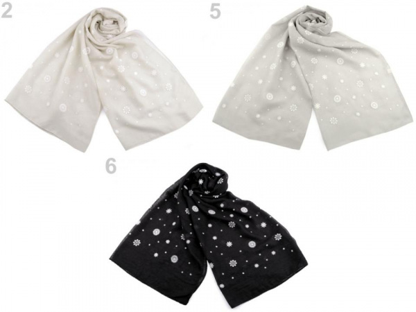 Šála s potiskem malé mandaly 65x185 cm