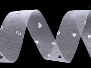 Svatební monofilová stuha 3D srdíčka šíře 25 mm