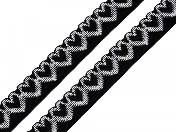 Elastická krajka / pruženka srdce šíře 22 mm