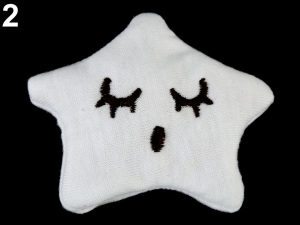 Textilní aplikace / nášivka s pískátkem kočka, hvězda, srnka