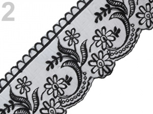 Krajka na monofilu šíře 11 cm vyšívaná