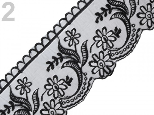 Krajka na monofilu šíře 11 cm vyšívaná