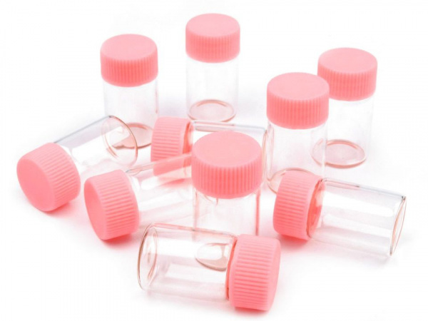 Skleněná lahvička s plastovým víčkem 20x40 mm