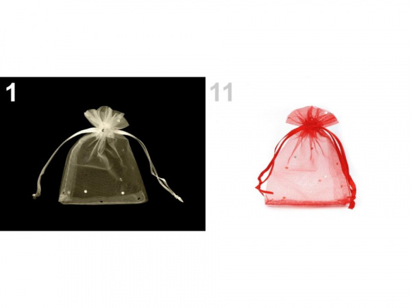 Dárkový pytlík 9x11 cm organza s flitry