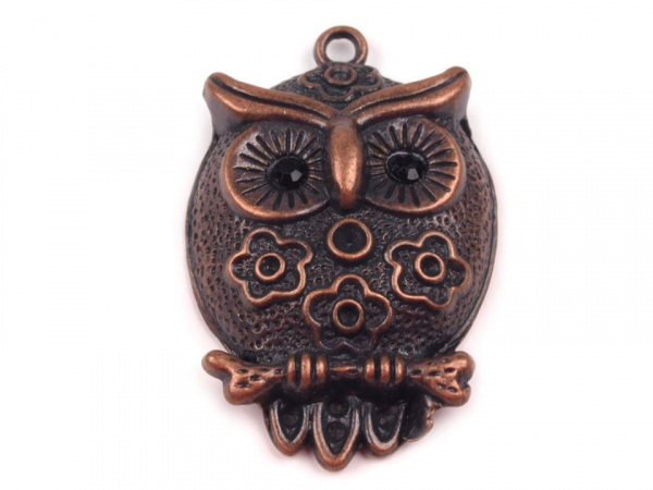 Přívěsek SOVA 22x35 mm s květy
