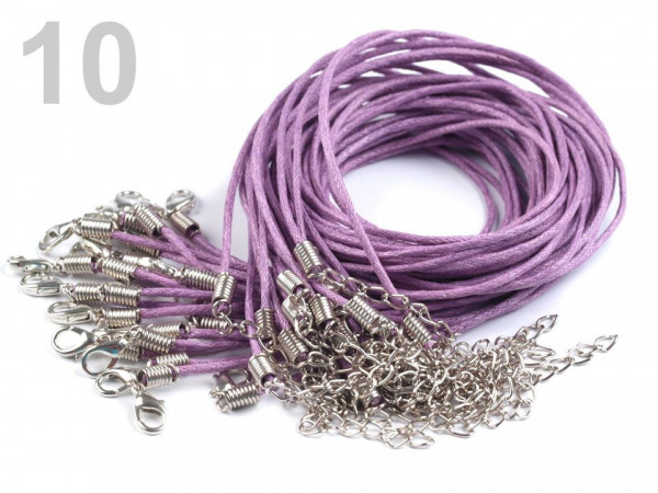 Voskovaná šňůrka s karabinkou délka 45 cm