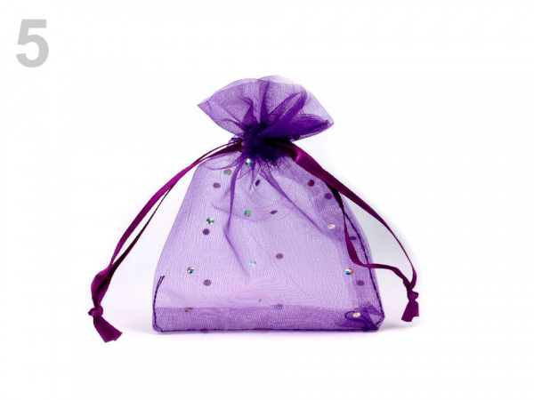 Dárkový pytlík 9x11 cm organza s flitry