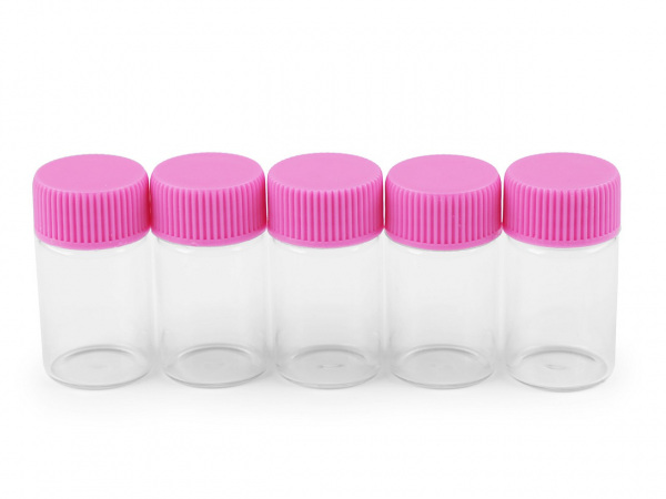 Skleněná lahvička s plastovým víčkem 20x40 mm