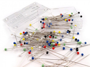 Špendlíky se skleněnou hlavičkou délka 35 mm Galant