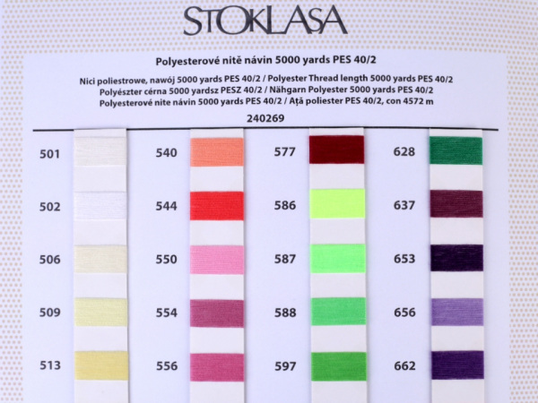 Polyesterové nitě návin 5000 yards PES 40/2 barevnice