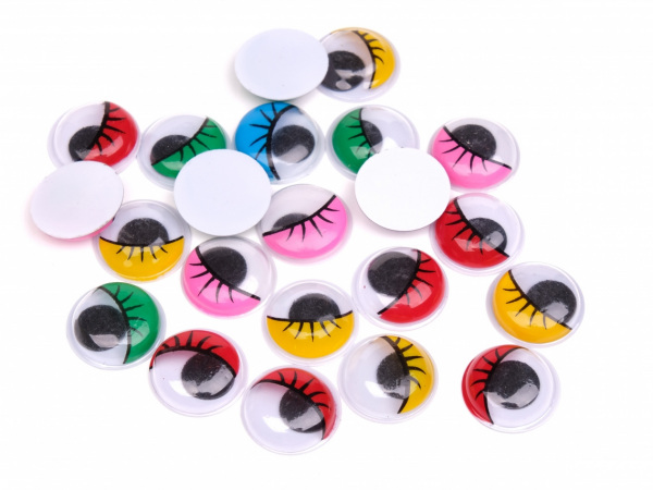 Oči nalepovací řasemi mix barev průměr 20mm