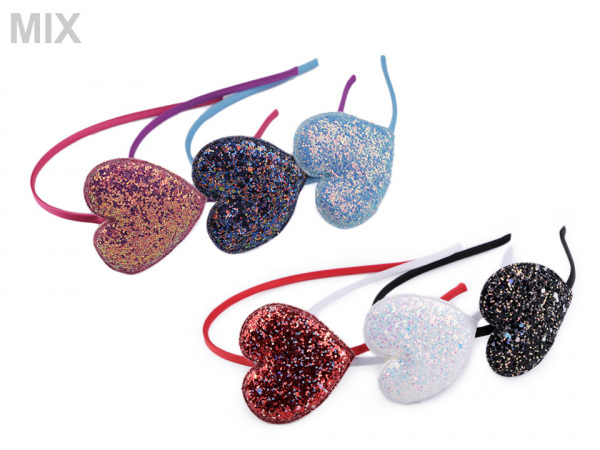 Čelenka do vlasů glitrová se srdcem