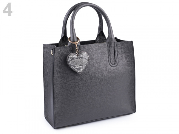 Kožená kabelka s přívěskem - dovoz Itálie 25x28,5 cm