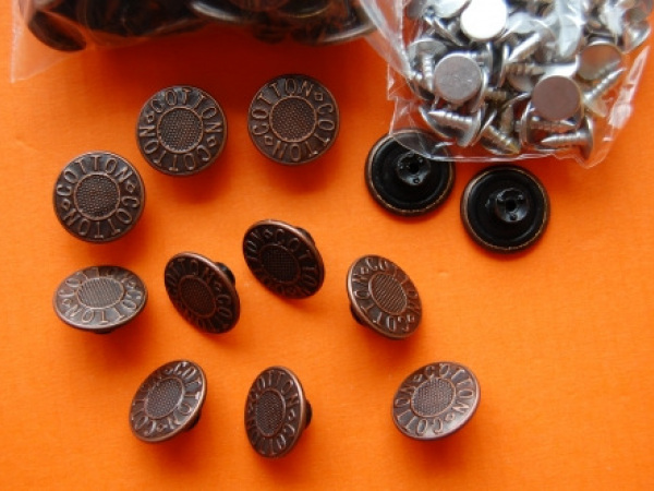 Knoflík Jeans staroměd vel. 26 (průměr 17mm)