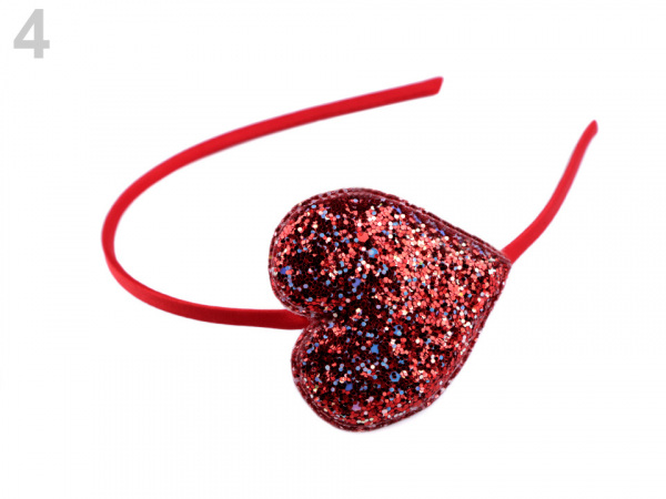 Čelenka do vlasů glitrová se srdcem