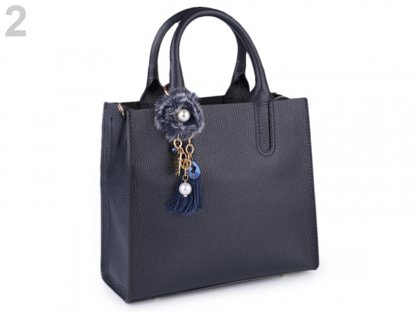 Kožená kabelka s přívěskem - dovoz Itálie 25x28,5 cm