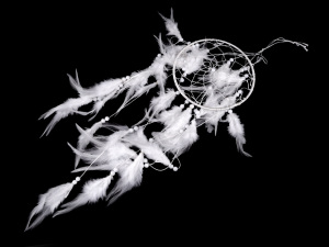 Lapač snů prostorový kolotoč s korálky a peřím