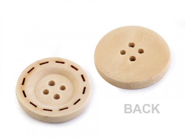 Dřevěný knoflík vyřezávaný okraj velikost 36"