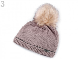 Dámská zimní čepice s bambulí a reflexním prvkem