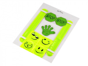 Sada reflexních odrazek smajlík, ruka, stop, náramek 9 ks