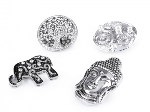 Velká magnetická brož Buddha, slon, strom života, spirály s perlami