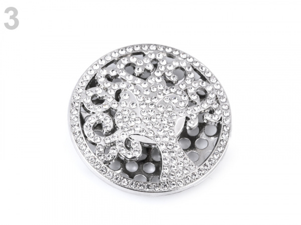 Velká magnetická brož Buddha, slon, strom života, spirály s perlami