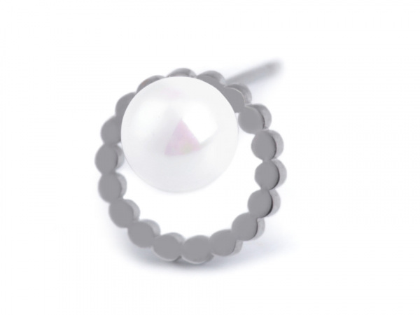 Náušnice z nerezové oceli s perlou sada 2 páry