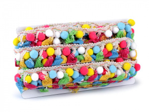 Prýmek s bambulkami a třásněmi šíře 45 mm