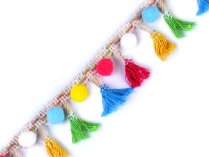 Prýmek s bambulkami a třásněmi šíře 45 mm