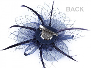 Brož / ozdoba do vlasů květ s peřím