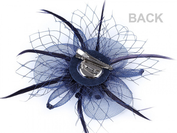 Brož / ozdoba do vlasů květ s peřím