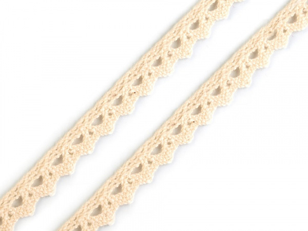 Bavlněná krajka šíře 8 mm paličkovaná