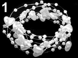 Perličky na silonu Ø10 mm délka 130 cm srdce