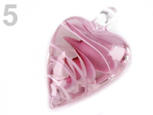 Skleněný přívěsek srdce 30x45 mm