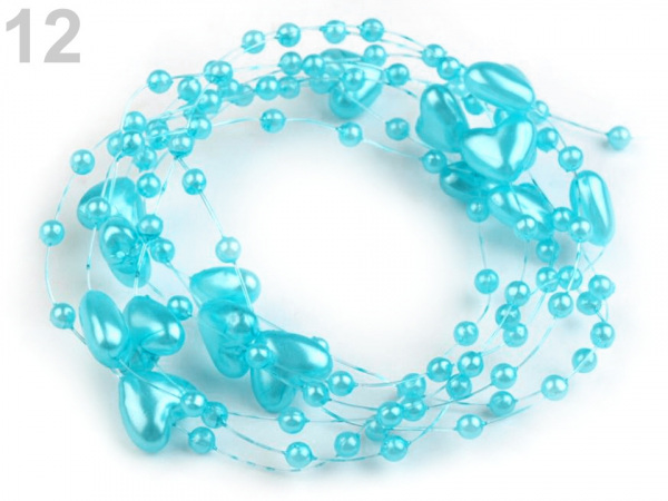 Perličky na silonu Ø10 mm délka 130 cm srdce