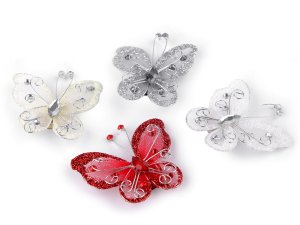 Motýl s kamínky / brož 5x5,5 cm