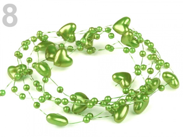 Perličky na silonu Ø10 mm délka 130 cm srdce