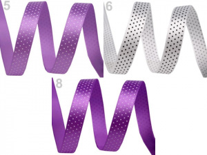 Saténová stuha s puntíky šíře 10 mm