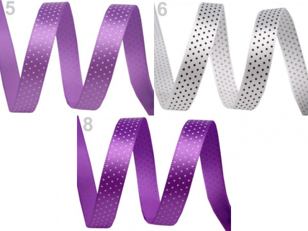 Saténová stuha s puntíky šíře 10 mm