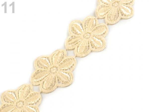 Vzdušná krajka / vsadka šíře 45 mm květy