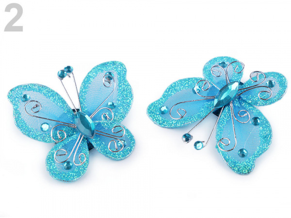 Motýl s kamínky / brož 5x5,5 cm