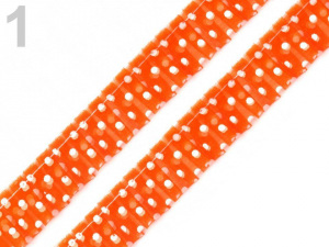 Oděvní prýmek šíře 20 mm s volánkem puntíky