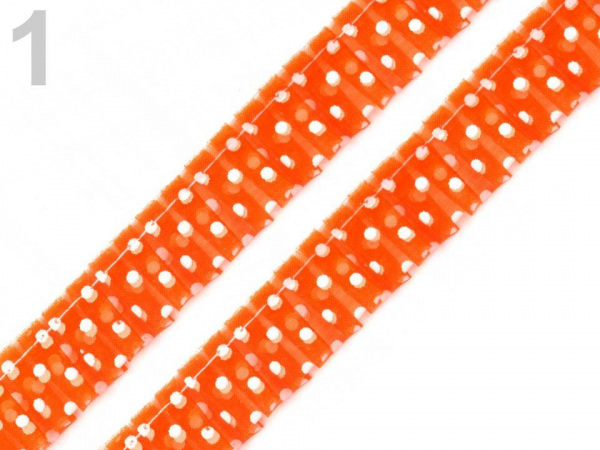 Oděvní prýmek šíře 20 mm s volánkem puntíky