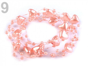 Perličky na silonu Ø10 mm délka 130 cm srdce